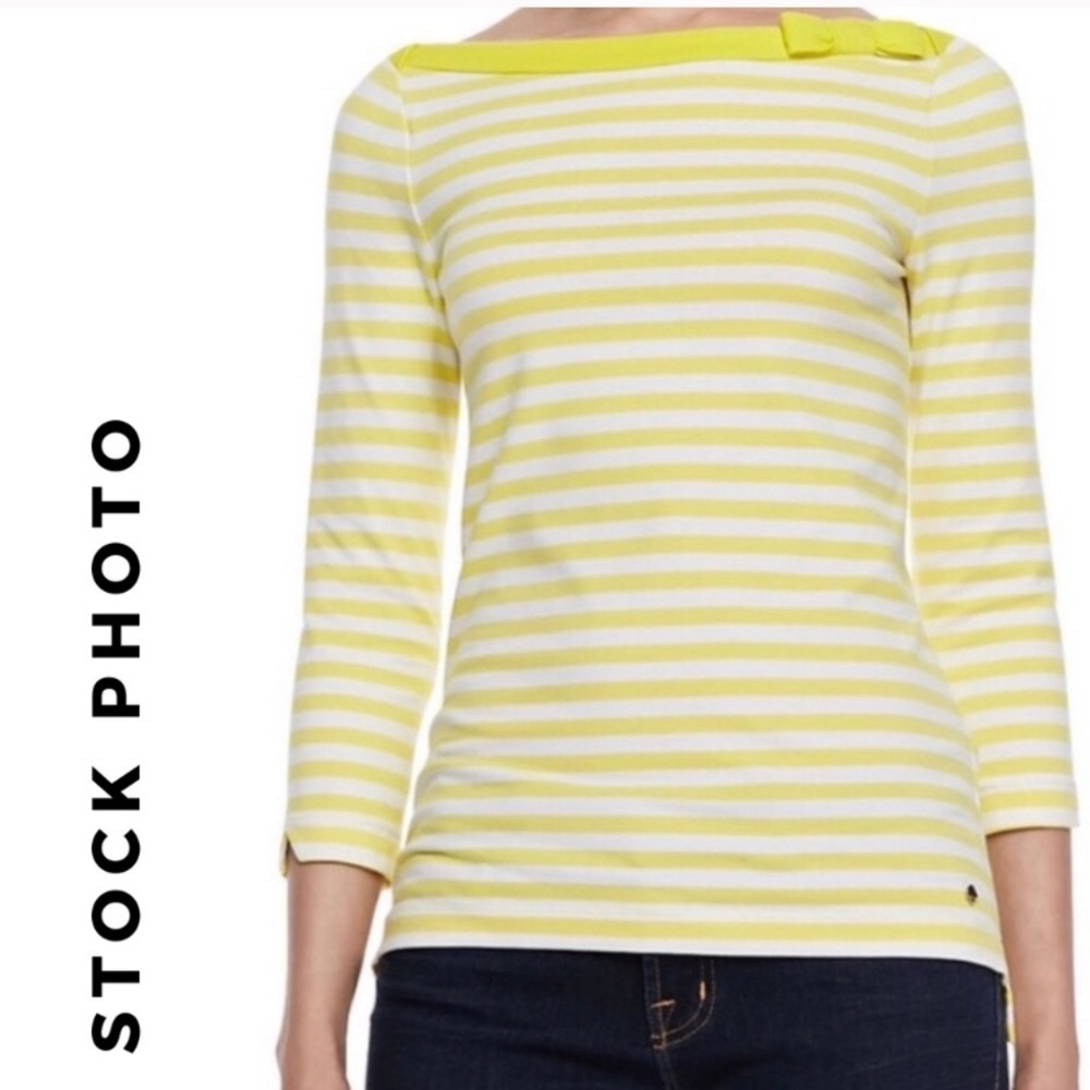 Kate Spade Yellow/White striped Boat Neck